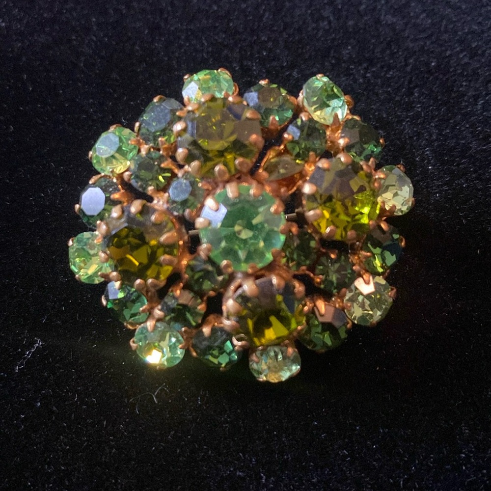 Vintage Austrian Green Rhinestone Brooch